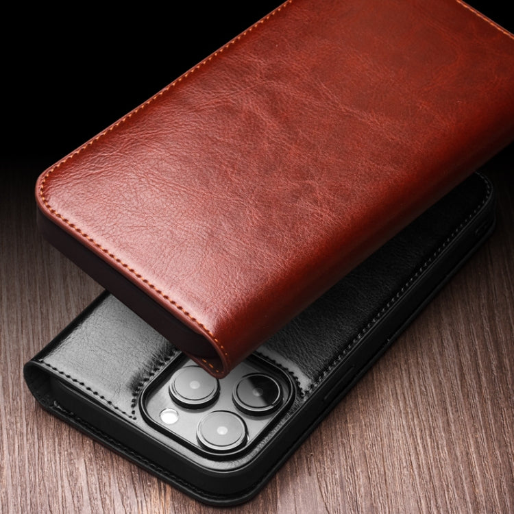 For iPhone 15 Plus QIALINO Classic Genuine Leather Phone Case(Brown) - iPhone 15 Plus Cases by QIALINO | Online Shopping South Africa | PMC Jewellery | Buy Now Pay Later Mobicred