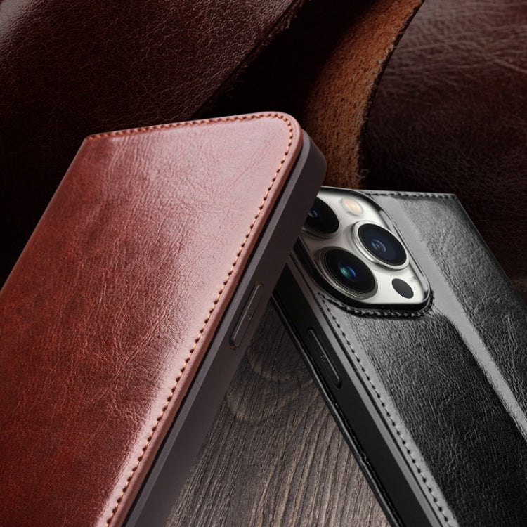 For iPhone 16 Pro QIALINO Classic Genuine Leather Phone Case(Brown) - iPhone 16 Pro Cases by QIALINO | Online Shopping South Africa | PMC Jewellery | Buy Now Pay Later Mobicred