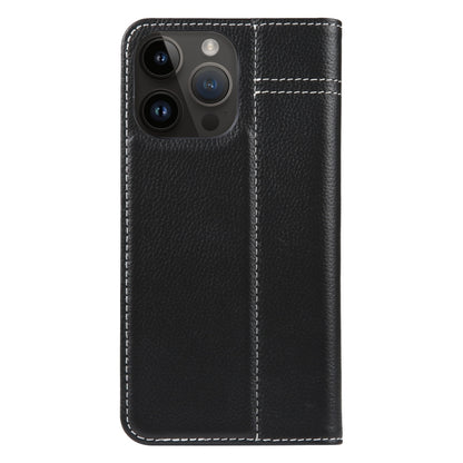 For iPhone 15 Pro Max GEBEI Top-grain Horizontal Flip Leather Phone Case(Black) - iPhone 15 Pro Max Cases by GEBEI | Online Shopping South Africa | PMC Jewellery | Buy Now Pay Later Mobicred