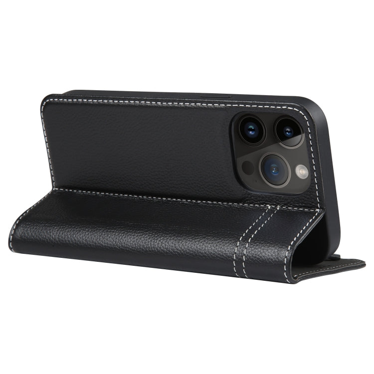 For iPhone 15 Pro Max GEBEI Top-grain Horizontal Flip Leather Phone Case(Black) - iPhone 15 Pro Max Cases by GEBEI | Online Shopping South Africa | PMC Jewellery | Buy Now Pay Later Mobicred