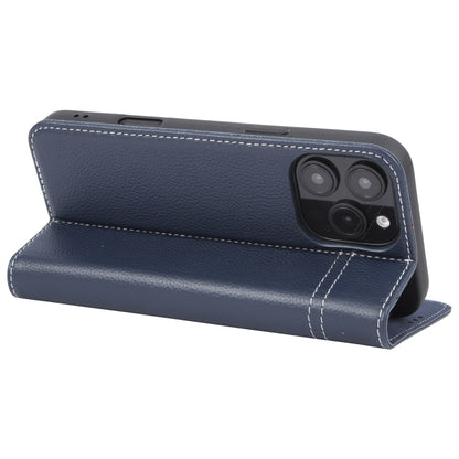 For iPhone 16 Pro GEBEI Top-grain Horizontal Flip Leather Phone Case(Blue) - iPhone 16 Pro Cases by GEBEI | Online Shopping South Africa | PMC Jewellery | Buy Now Pay Later Mobicred