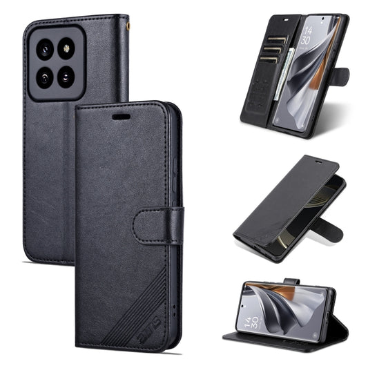 For Xiaomi 14 Pro AZNS Sheepskin Texture Flip Leather Phone Case(Black) - 14 Pro Cases by AZNS | Online Shopping South Africa | PMC Jewellery | Buy Now Pay Later Mobicred