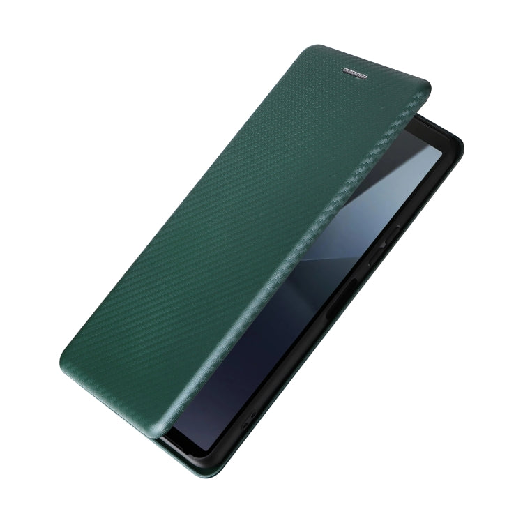 For Sony Xperia 10 VI 2024 Carbon Fiber Texture Flip Leather Phone Case(Green) - Sony Cases by PMC Jewellery | Online Shopping South Africa | PMC Jewellery | Buy Now Pay Later Mobicred