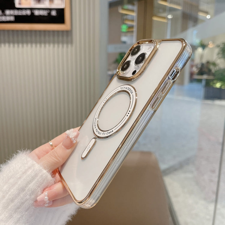 For iPhone 13 Pro MagSafe Magnetic Transparent TPU Electroplated Phone Case(Gold) - iPhone 13 Pro Cases by PMC Jewellery | Online Shopping South Africa | PMC Jewellery