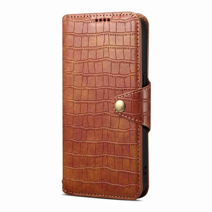 For iPhone 15 Pro Max Denior Crocodile Texture Oil Edge Leather Phone Case(Brown) - iPhone 15 Pro Max Cases by Denior | Online Shopping South Africa | PMC Jewellery | Buy Now Pay Later Mobicred