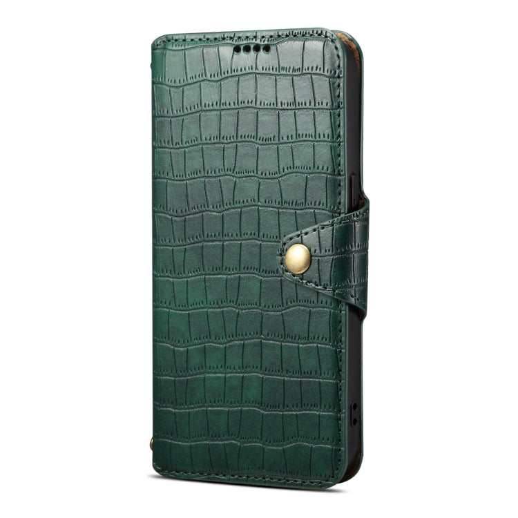 For iPhone 16 Pro Max Denior Crocodile Texture Oil Edge Leather Phone Case(Green) - iPhone 16 Pro Max Cases by Denior | Online Shopping South Africa | PMC Jewellery | Buy Now Pay Later Mobicred