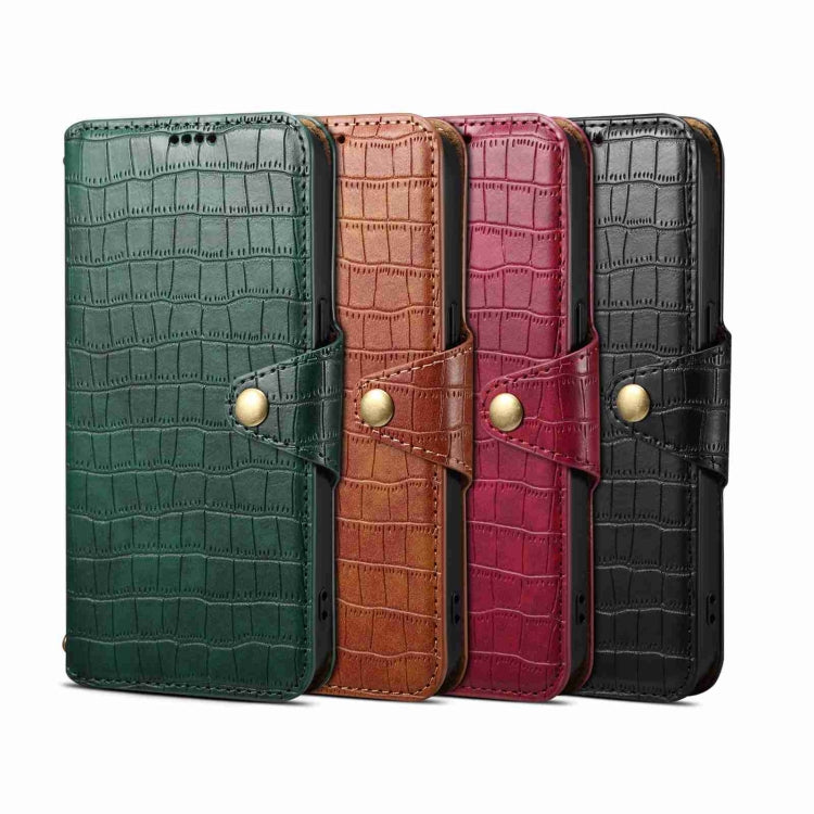 For iPhone 16 Pro Max Denior Crocodile Texture Oil Edge Leather Phone Case(Green) - iPhone 16 Pro Max Cases by Denior | Online Shopping South Africa | PMC Jewellery | Buy Now Pay Later Mobicred