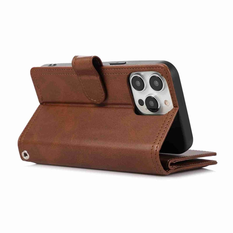 For iPhone 16 Pro Max Wristband Card Slot Leather Phone Case(Coffee) - iPhone 16 Pro Max Cases by PMC Jewellery | Online Shopping South Africa | PMC Jewellery | Buy Now Pay Later Mobicred