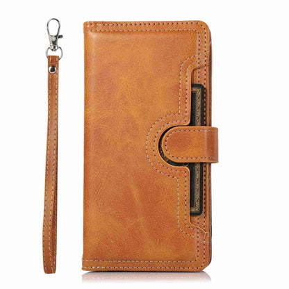 For iPhone 16 Pro Wristband Card Slot Leather Phone Case(Brown) - iPhone 16 Pro Cases by PMC Jewellery | Online Shopping South Africa | PMC Jewellery | Buy Now Pay Later Mobicred