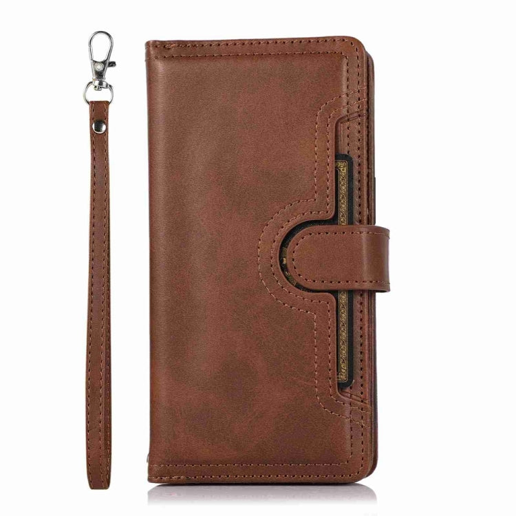 For iPhone 16 Pro Wristband Card Slot Leather Phone Case(Coffee) - iPhone 16 Pro Cases by PMC Jewellery | Online Shopping South Africa | PMC Jewellery | Buy Now Pay Later Mobicred