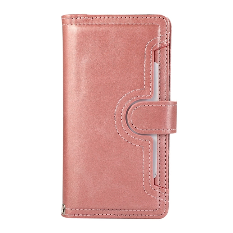 For iPhone 16 Plus Wristband Card Slot Leather Phone Case(Rose Gold) - iPhone 16 Plus Cases by PMC Jewellery | Online Shopping South Africa | PMC Jewellery | Buy Now Pay Later Mobicred