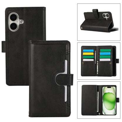 For iPhone 16 Wristband Card Slot Leather Phone Case(Black) - iPhone 16 Cases by PMC Jewellery | Online Shopping South Africa | PMC Jewellery | Buy Now Pay Later Mobicred