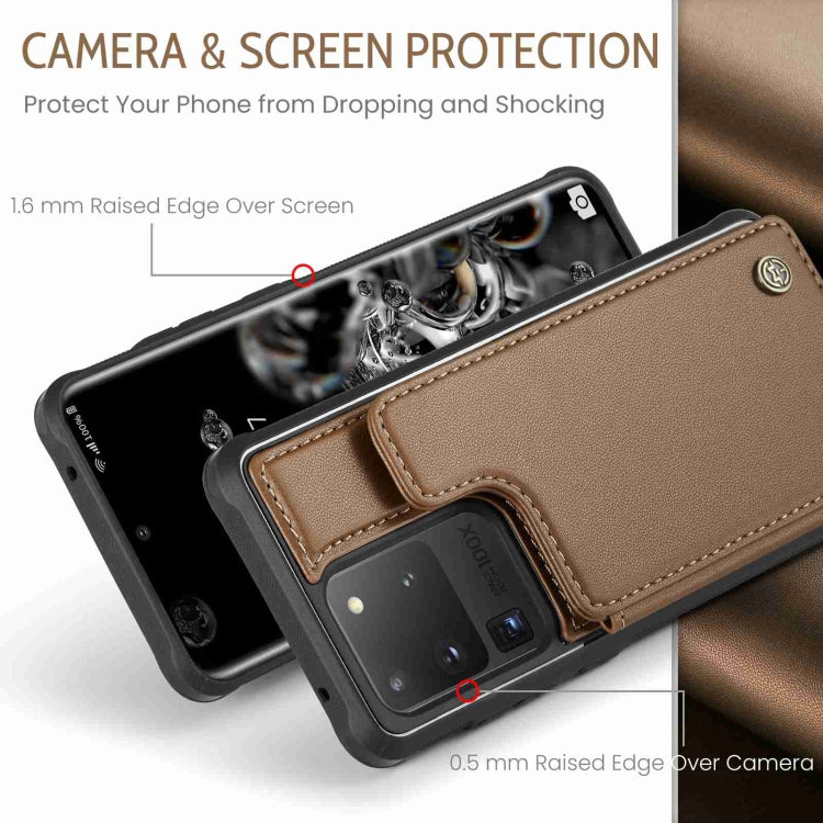 For Samsung Galaxy S20 Ultra CaseMe C22 Card Slots Holder RFID Anti-theft Phone Case(Brown) - Galaxy Phone Cases by CaseMe | Online Shopping South Africa | PMC Jewellery | Buy Now Pay Later Mobicred