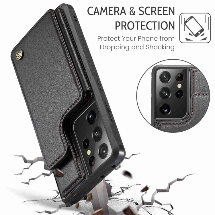 For Samsung Galaxy S21 Ultra 5G CaseMe C22 Card Slots Holder RFID Anti-theft Phone Case(Black) - Galaxy S21 Ultra 5G Cases by CaseMe | Online Shopping South Africa | PMC Jewellery | Buy Now Pay Later Mobicred