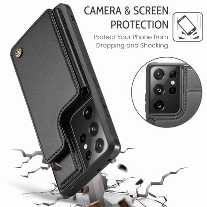 For Samsung Galaxy S21 Ultra 5G CaseMe C22 Card Slots Holder RFID Anti-theft Phone Case(Black) - Galaxy S21 Ultra 5G Cases by CaseMe | Online Shopping South Africa | PMC Jewellery | Buy Now Pay Later Mobicred