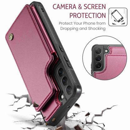 For Samsung Galaxy S22 5G CaseMe C22 Card Slots Holder RFID Anti-theft Phone Case(Wine Red) - Galaxy S22 5G Cases by CaseMe | Online Shopping South Africa | PMC Jewellery | Buy Now Pay Later Mobicred