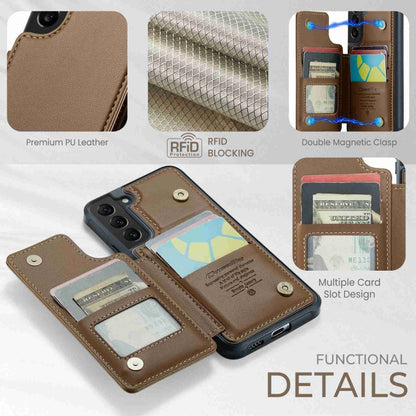 For Samsung Galaxy S22+ 5G CaseMe C22 Card Slots Holder RFID Anti-theft Phone Case(Brown) - Galaxy S22+ 5G Cases by CaseMe | Online Shopping South Africa | PMC Jewellery | Buy Now Pay Later Mobicred