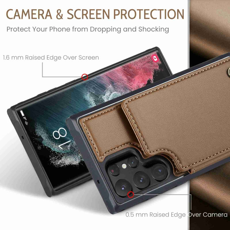 For Samsung Galaxy S22 Ultra 5G CaseMe C22 Card Slots Holder RFID Anti-theft Phone Case(Brown) - Galaxy S22 Ultra 5G Cases by CaseMe | Online Shopping South Africa | PMC Jewellery | Buy Now Pay Later Mobicred