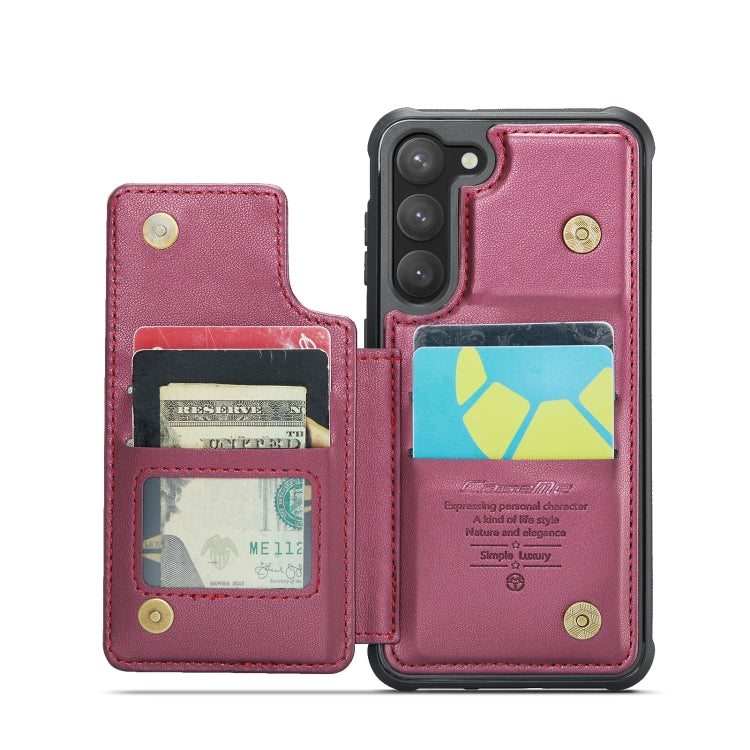 For Samsung Galaxy S23 5G CaseMe C22 Card Slots Holder RFID Anti-theft Phone Case(Wine Red) - Galaxy S23 5G Cases by CaseMe | Online Shopping South Africa | PMC Jewellery | Buy Now Pay Later Mobicred