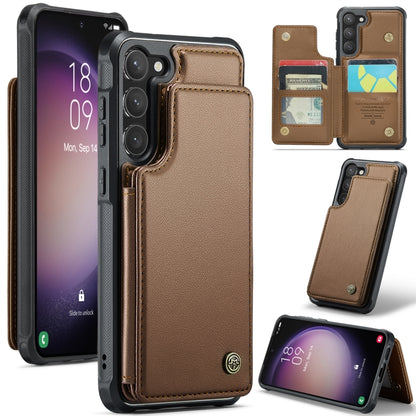 For Samsung Galaxy S23 5G CaseMe C22 Card Slots Holder RFID Anti-theft Phone Case(Brown) - Galaxy S23 5G Cases by CaseMe | Online Shopping South Africa | PMC Jewellery | Buy Now Pay Later Mobicred