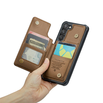 For Samsung Galaxy S23 5G CaseMe C22 Card Slots Holder RFID Anti-theft Phone Case(Brown) - Galaxy S23 5G Cases by CaseMe | Online Shopping South Africa | PMC Jewellery | Buy Now Pay Later Mobicred