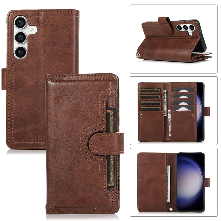 For Samsung Galaxy S24+ 5G Wristband Card Slot Leather Phone Case(Coffee) - Galaxy S24+ 5G Cases by PMC Jewellery | Online Shopping South Africa | PMC Jewellery | Buy Now Pay Later Mobicred