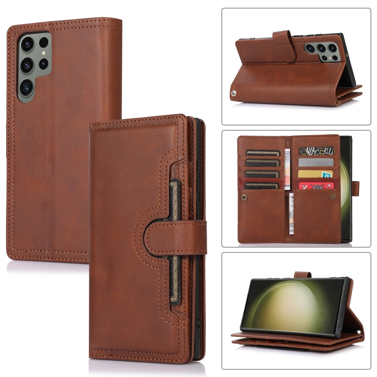 For Samsung Galaxy S24 Ultra 5G Wristband Card Slot Leather Phone Case(Coffee) - Galaxy S24 Ultra 5G Cases by PMC Jewellery | Online Shopping South Africa | PMC Jewellery | Buy Now Pay Later Mobicred