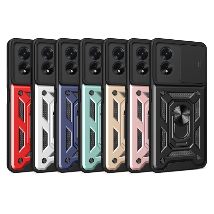 For OPPO A38 4G Global Sliding Camera Cover Design TPU Hybrid PC Phone Case(Black) - A38 Cases by PMC Jewellery | Online Shopping South Africa | PMC Jewellery