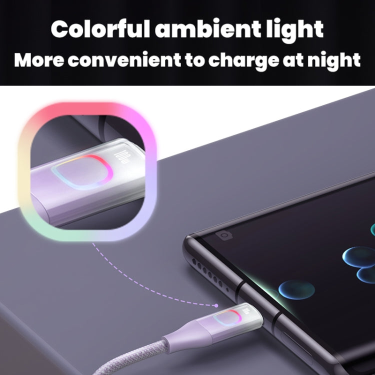 USAMS US-SJ640 1.2m Type-C to Type-C PD100W Fast Charging Cable with Colorful Light(Gradient Blue) - USB-C & Type-C Cable by USAMS | Online Shopping South Africa | PMC Jewellery | Buy Now Pay Later Mobicred