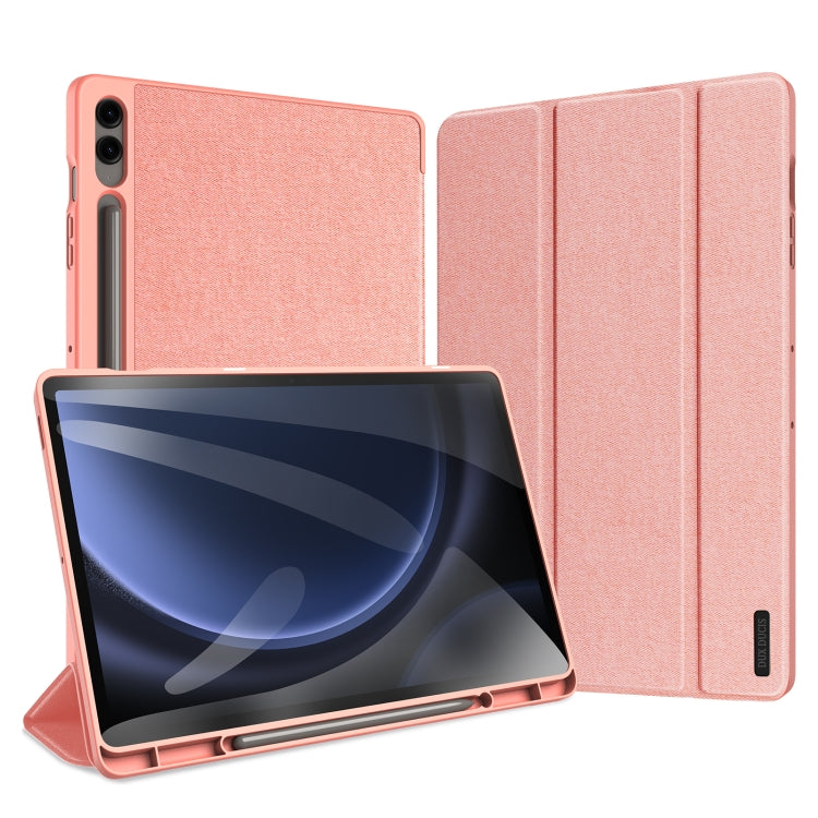 For Samsung Galaxy Tab S9 FE+ DUX DUCIS Domo Series Magnetic Flip Leather Tablet Case(Pink) - Galaxy Tab S9 FE+ by DUX DUCIS | Online Shopping South Africa | PMC Jewellery | Buy Now Pay Later Mobicred