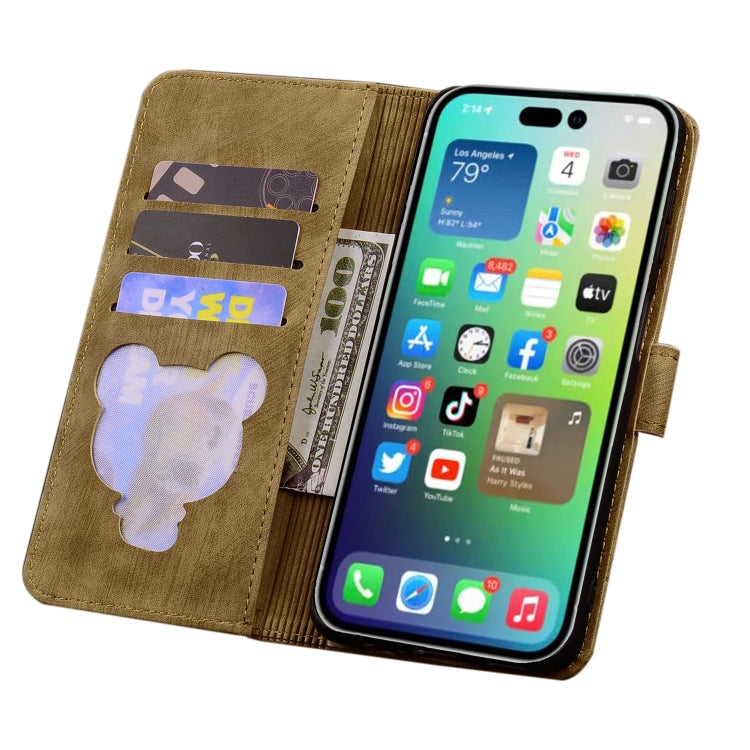 For iPhone 16 Pro Max Cartoon Sakura Cat Embossed Leather Phone Case(Brown) - iPhone 16 Pro Max Cases by PMC Jewellery | Online Shopping South Africa | PMC Jewellery | Buy Now Pay Later Mobicred