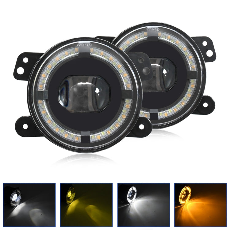 For Jeep Wrangler JK 2 Door 2007-2015 Y5 4 inch 1 Pair Light Guide Single Lens Fog Light(Yellow White) - Fog / Driving Lights by PMC Jewellery | Online Shopping South Africa | PMC Jewellery | Buy Now Pay Later Mobicred