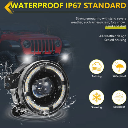 For Jeep Wrangler JK 2 Door 2007-2015 Y5 4 inch 1 Pair Light Guide Single Lens Fog Light(Yellow White) - Fog / Driving Lights by PMC Jewellery | Online Shopping South Africa | PMC Jewellery | Buy Now Pay Later Mobicred