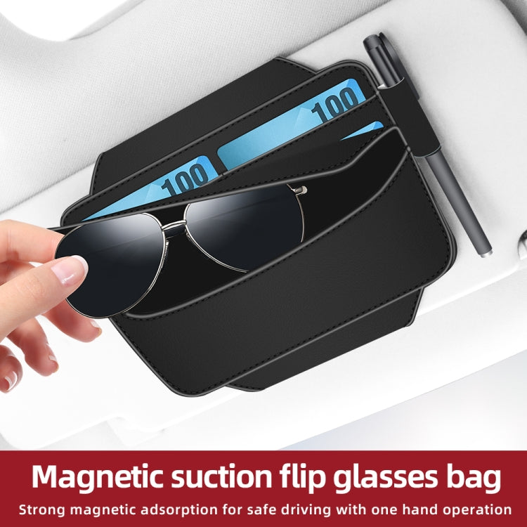 3073 Napa Texture Leather Car Removable Glasses Storage Bag(Grey) - Sunglasses & Glasses Clips by PMC Jewellery | Online Shopping South Africa | PMC Jewellery | Buy Now Pay Later Mobicred