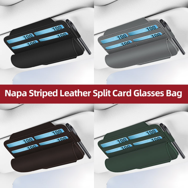 3073 Napa Texture Leather Car Removable Glasses Storage Bag(Grey) - Sunglasses & Glasses Clips by PMC Jewellery | Online Shopping South Africa | PMC Jewellery | Buy Now Pay Later Mobicred