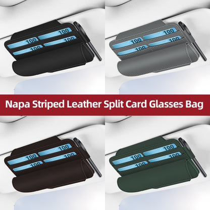 3073 Napa Texture Leather Car Removable Glasses Storage Bag(Brown) - Sunglasses & Glasses Clips by PMC Jewellery | Online Shopping South Africa | PMC Jewellery | Buy Now Pay Later Mobicred