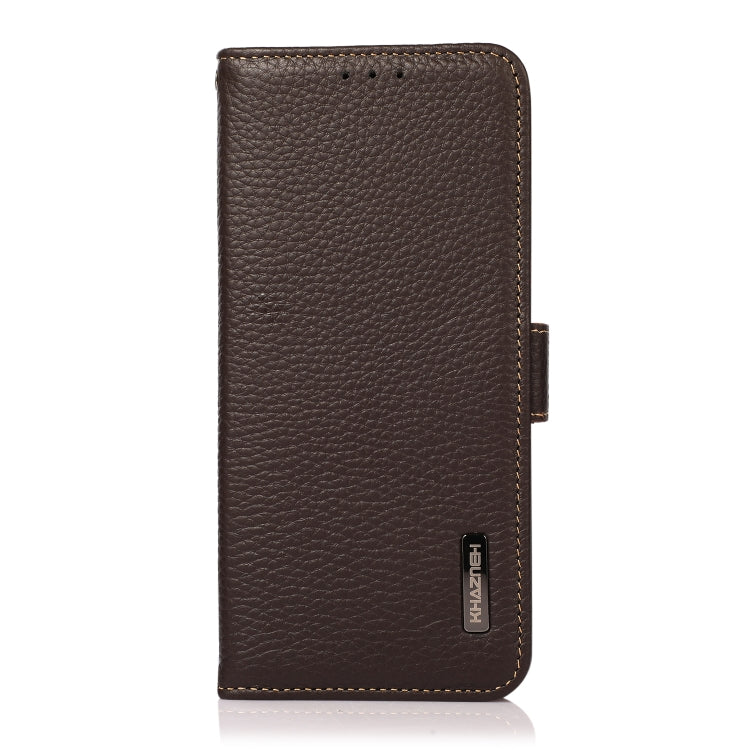 For Xiaomi Redmi K70 KHAZNEH Side-Magnetic Litchi Genuine Leather RFID Phone Case(Brown) - K70 Cases by PMC Jewellery | Online Shopping South Africa | PMC Jewellery | Buy Now Pay Later Mobicred