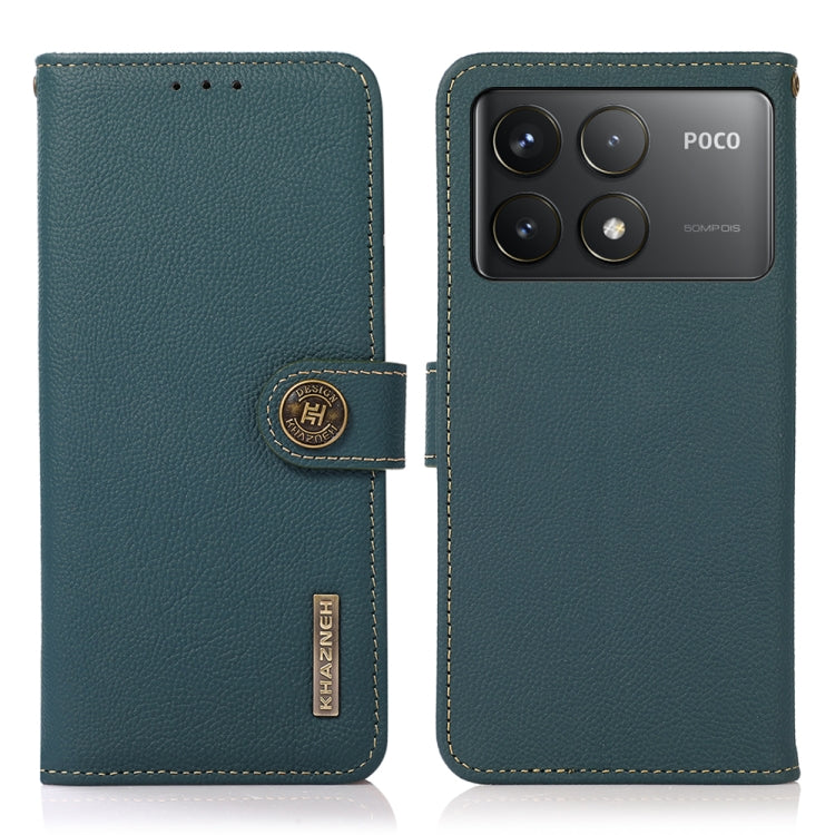 For Xiaomi Redmi K70 KHAZNEH Custer Texture RFID Genuine Leather Phone Case(Green) - K70 Cases by PMC Jewellery | Online Shopping South Africa | PMC Jewellery | Buy Now Pay Later Mobicred