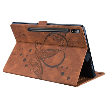 For Samsung Galaxy Tab S9 FE Love Butterfly Embossed Leather Tablet Case(Brown) - Other Galaxy Tab PC by PMC Jewellery | Online Shopping South Africa | PMC Jewellery | Buy Now Pay Later Mobicred