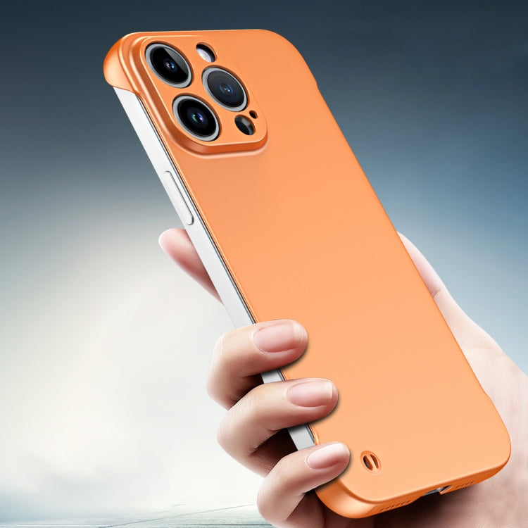 For iPhone 14 Plus Frameless Metallic Paint Hybrid PC Phone Case(Orange) - iPhone 14 Plus Cases by PMC Jewellery | Online Shopping South Africa | PMC Jewellery | Buy Now Pay Later Mobicred