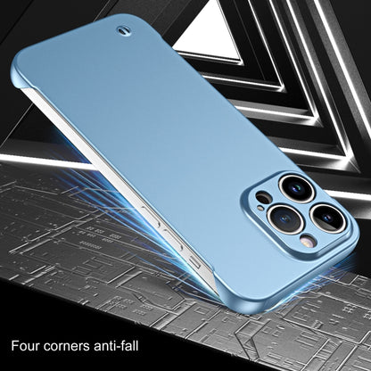 For iPhone 12 Frameless Metallic Paint Hybrid PC Phone Case(Sierra Blue) - iPhone 12 / 12 Pro Cases by PMC Jewellery | Online Shopping South Africa | PMC Jewellery | Buy Now Pay Later Mobicred