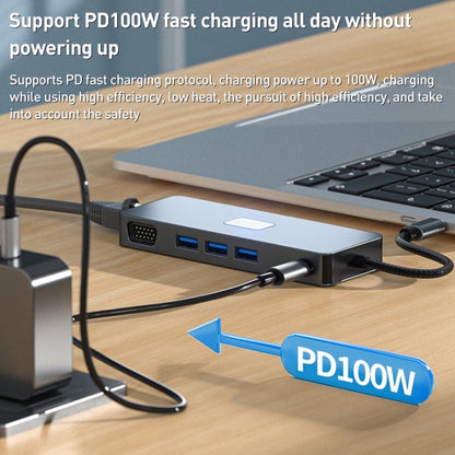 BYL-2309 Type-C to HDMI 4K 60Hz + DP HD + VGA + RJ47 + USB3.2 + Audio 3.5mm + PD100W + SD + TF Docking Station HUB - USB HUB by PMC Jewellery | Online Shopping South Africa | PMC Jewellery | Buy Now Pay Later Mobicred