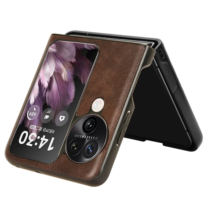 For OPPO Find N3 Flip Litchi Texture Back Cover Phone Case(Brown) - Find N3 Flip Cases by PMC Jewellery | Online Shopping South Africa | PMC Jewellery | Buy Now Pay Later Mobicred