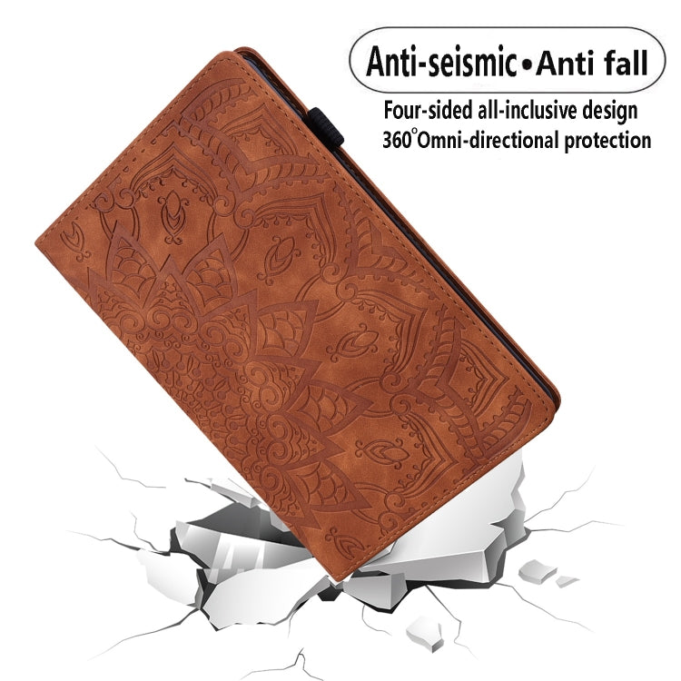 For Samsung Galaxy Tab S9 FE+ Calf Texture Embossed Leather Tablet Case(Brown) - Galaxy Tab S9 FE+ by PMC Jewellery | Online Shopping South Africa | PMC Jewellery | Buy Now Pay Later Mobicred