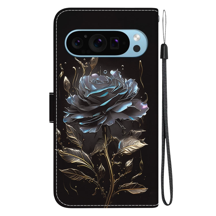 For Google Pixel 9 Crystal Texture Colored Drawing Leather Phone Case(Black Rose) - Google Cases by PMC Jewellery | Online Shopping South Africa | PMC Jewellery | Buy Now Pay Later Mobicred