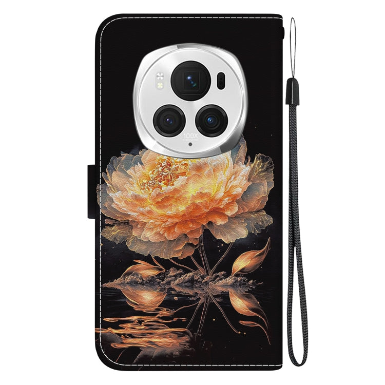 For Honor Magic6 Pro Crystal Texture Colored Drawing Leather Phone Case(Gold Peony) - Honor Cases by PMC Jewellery | Online Shopping South Africa | PMC Jewellery | Buy Now Pay Later Mobicred