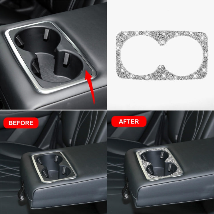 For Ford Mustang Mach E 2021 Car Rear Seat Cup Holder Frame Diamond Decorative Sticker - Car Interior Mouldings by PMC Jewellery | Online Shopping South Africa | PMC Jewellery | Buy Now Pay Later Mobicred