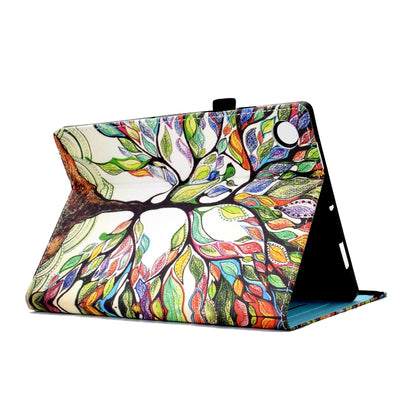 For Samsung Galaxy Tab A9+ Colored Drawing Stitching Elastic Band Leather Smart Tablet Case(Life Tree) - Galaxy Tab A9+ by PMC Jewellery | Online Shopping South Africa | PMC Jewellery