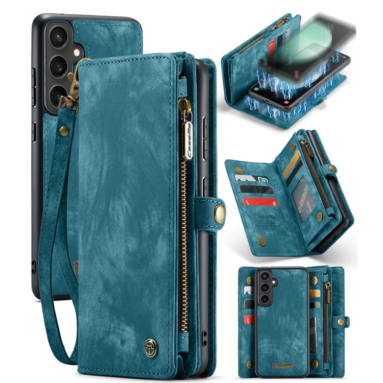 For Samsung Galaxy S23 FE CaseMe 008 Multifunctional Zipper Wallet Leather Phone Case with Lanyard(Blue) - Galaxy S23 FE 5G Cases by CaseMe | Online Shopping South Africa | PMC Jewellery | Buy Now Pay Later Mobicred