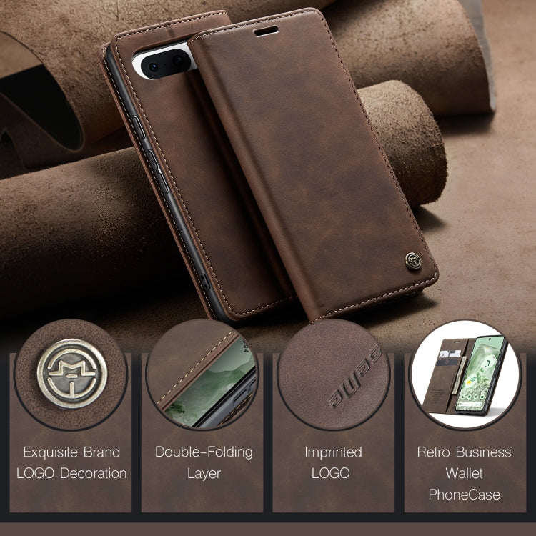 For Google Pixel 8A CaseMe 013 Multifunctional Horizontal Flip Leather Phone Case(Coffee) - Google Cases by CaseMe | Online Shopping South Africa | PMC Jewellery | Buy Now Pay Later Mobicred